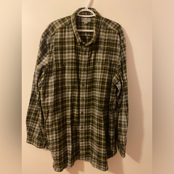 Carhartt Other - Carhartt Men's Flannel Long Sleeve Shirt Large Brown Plaid Button Down 3XLT
